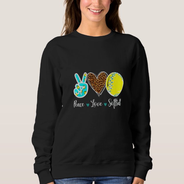 Moletom Softball De Amor Pela Paz Para Meninas Adolescente (Frente)