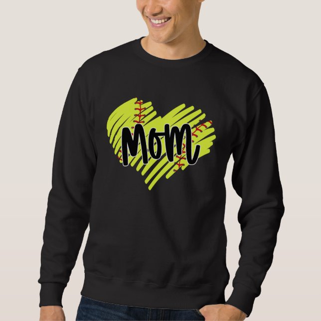 Moletom Softball Heart Ball Mom Women Graphic Baseball (Frente)