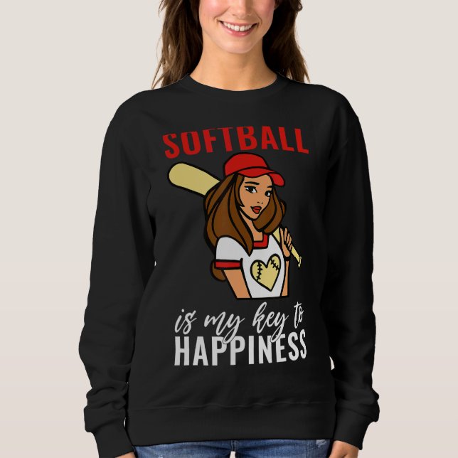 Moletom Softball is my Key to Happiness   Softball (Frente)