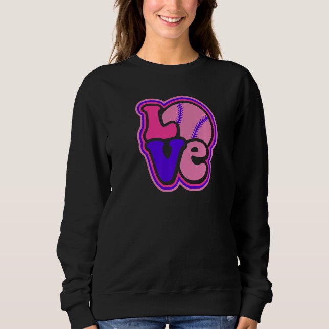 Moletom Softball Love for Teen Girls & Women Purple & Pink (Frente)