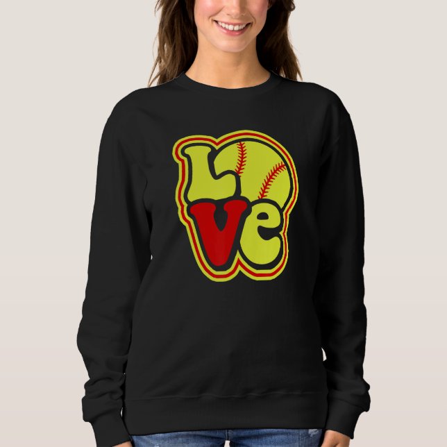 Moletom Softball Love for Teen Girls & Women Red & Yellow  (Frente)