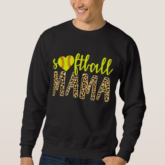 Moletom Softball Mama Cute Cheetah Dia de as mães 1 (Frente)