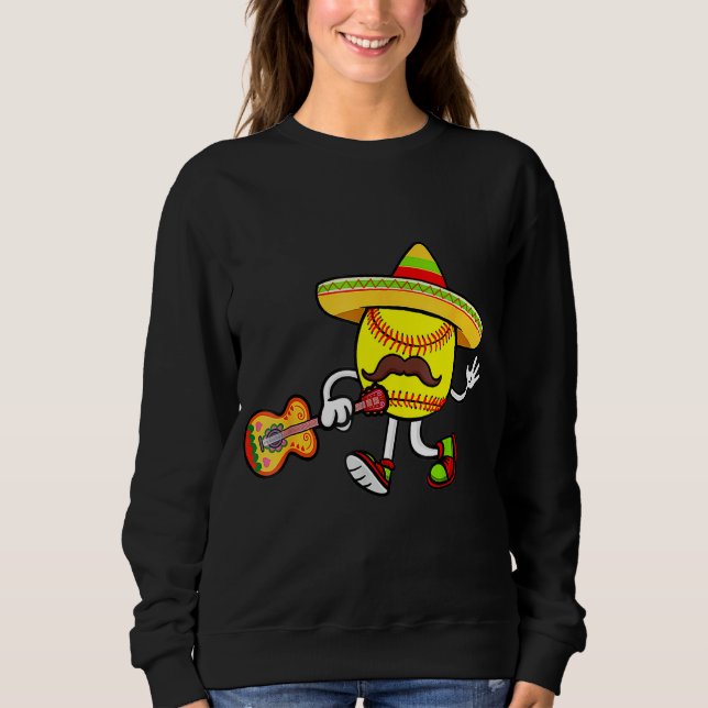 Moletom Softball Mexicano Guitar Hat Cinco De Mayo (Frente)