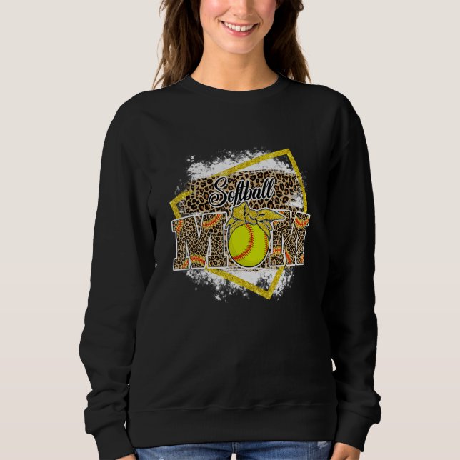 Moletom Softball Mom Leopard Bleached Family Matching (Frente)