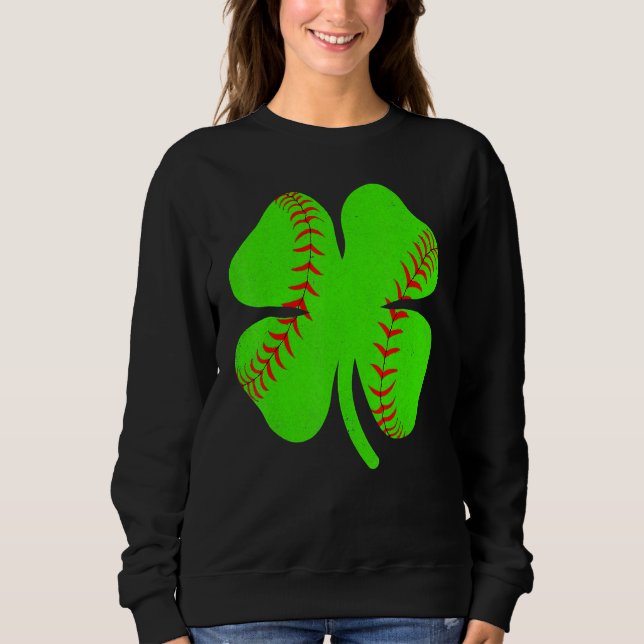Moletom Softball Shamrock Lucky Clover Irish St Patrick's  (Frente)