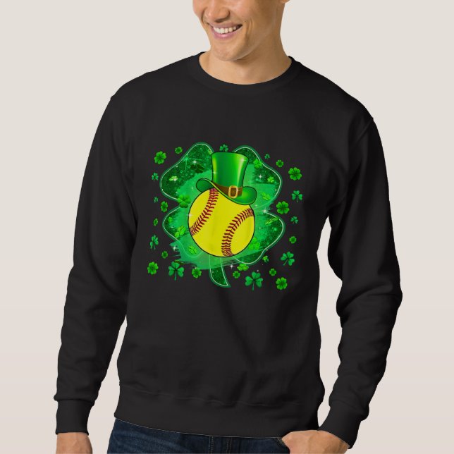 Moletom Softball St Patricks Day Leprechaun Shamrock Boys  (Frente)