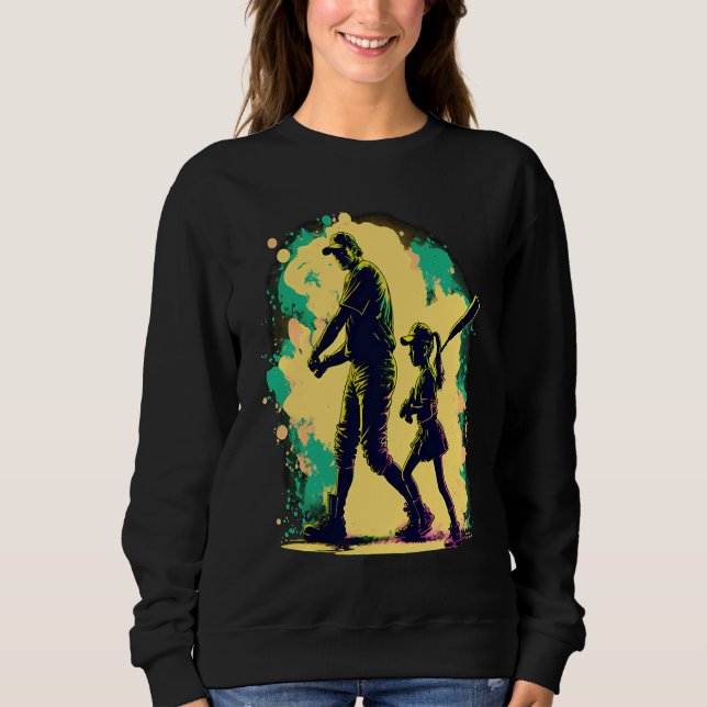 Moletom Softball Team Fans Father And Daughter Playing  1 (Frente)