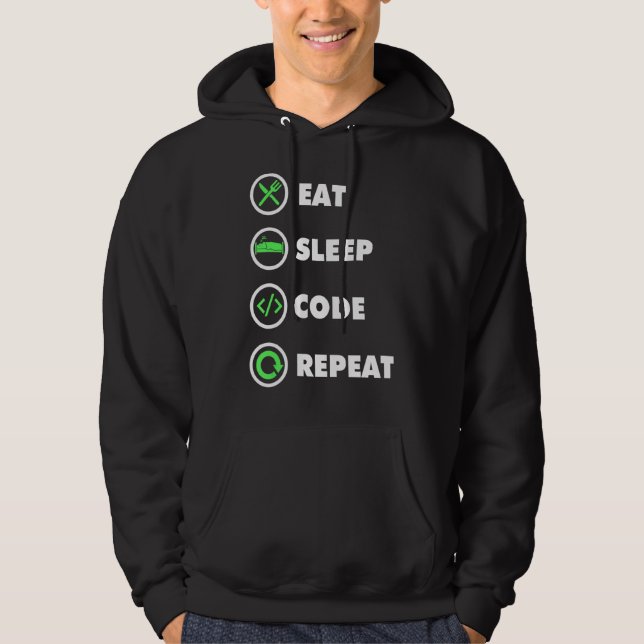 Moletom Software Developer Computer Coder Eat Sleep Code R (Frente)