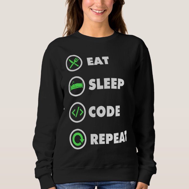 Moletom Software Developer Computer Coder Eat Sleep Code R (Frente)