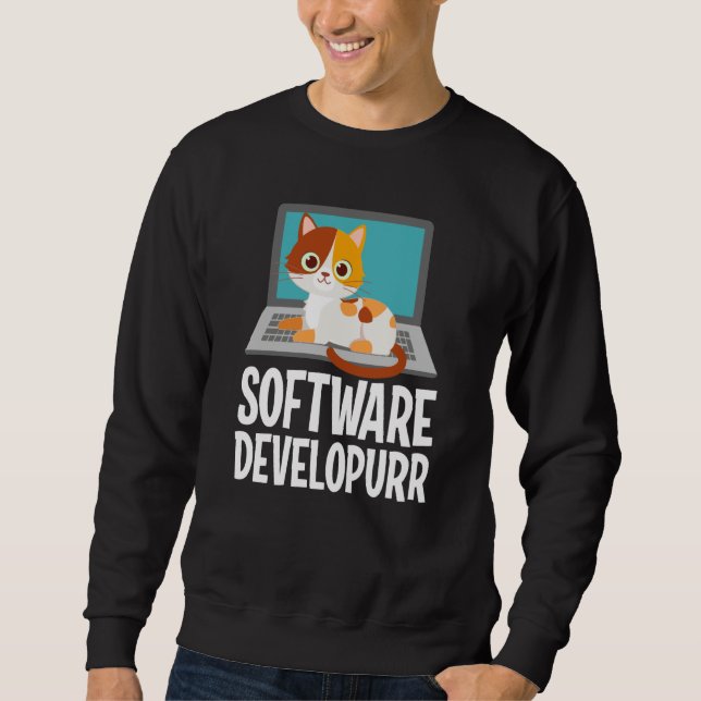 Moletom Software Developer Programming Joke Cute Cat Lapto (Frente)
