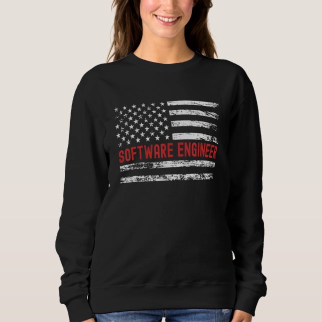Moletom Software Engineer USA Flag Profession Retro Job Ti (Frente)