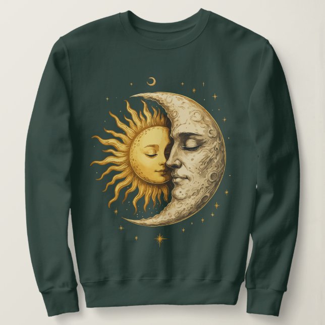 Moletom Sol e Lua Místicos | Presente Boêmio Yin Yang (Frente do Design)