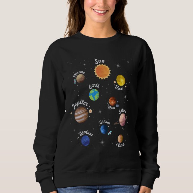 Moletom Solar System Kids Planets Outer Space Knowledge Sc (Frente)