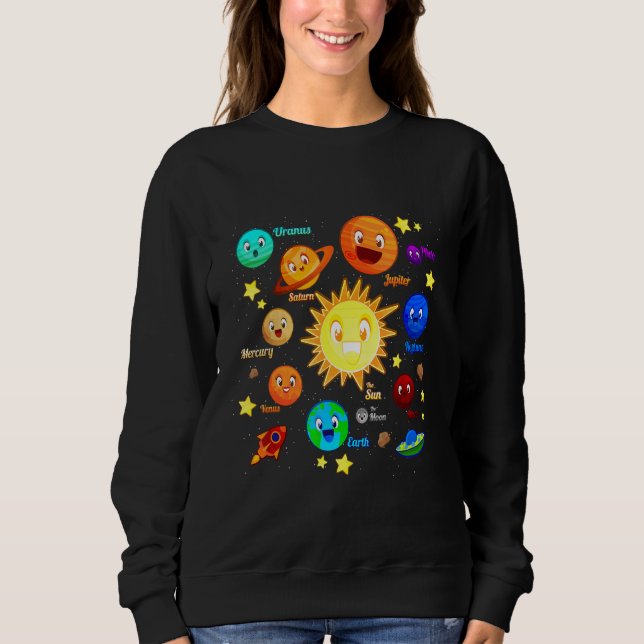Moletom Solar System Planets Science Space Boys Girls Kids (Frente)