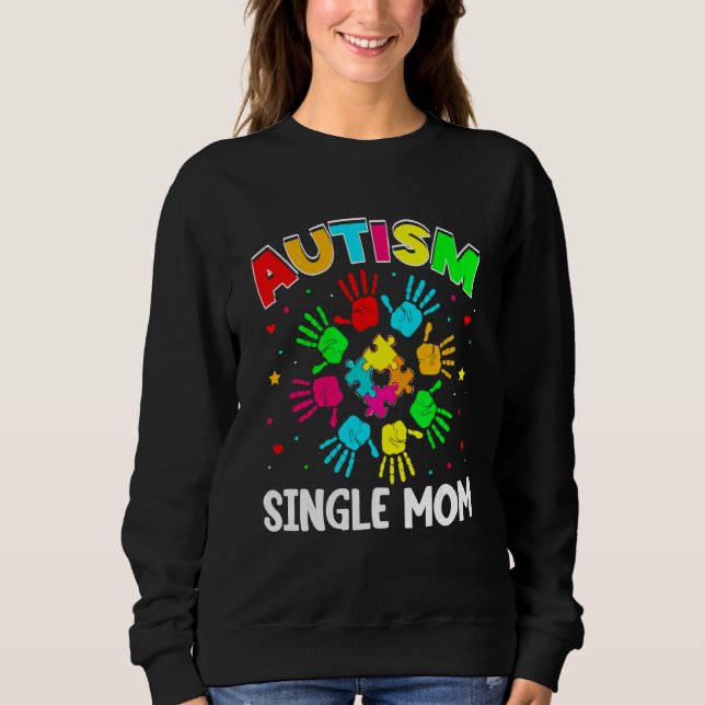 Moletom Solteiro Autista Mãe Quebra-cabeça de Suporte Famí (Frente)