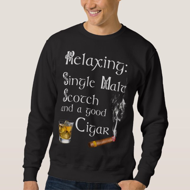 Moletom Solteiro Malt Whiskey Cigar Para Homens (Frente)