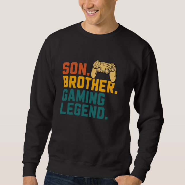 Moletom Son Brother Gaming Legend Retro Gamer Boys Kids Me (Frente)