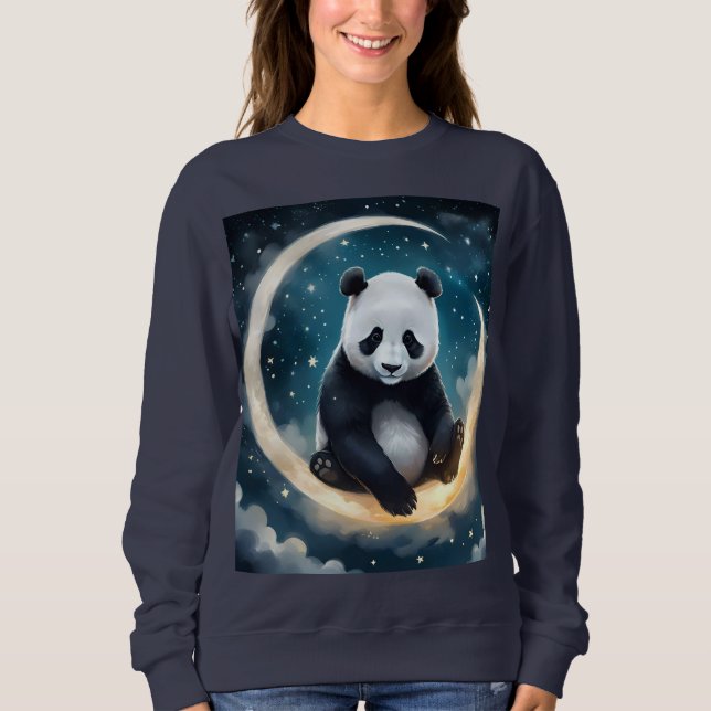 Moletom Sonhando à Lua: Serenada Celestial de Panda (Frente)