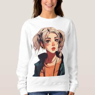 Moletom Sonho de Anime: Beleza de Cabelos Castanhos Claros