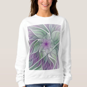 Moletom Sonho De Flor, Arte Fractal Verde Abstrato