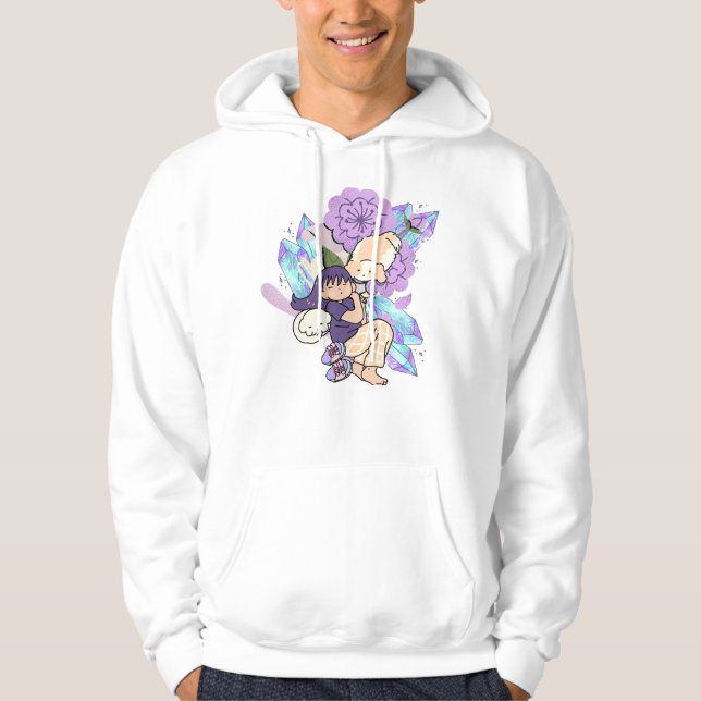 Moletom Sonhos Aconchegantes com Cachorros & Cristais Roxo (Frente)