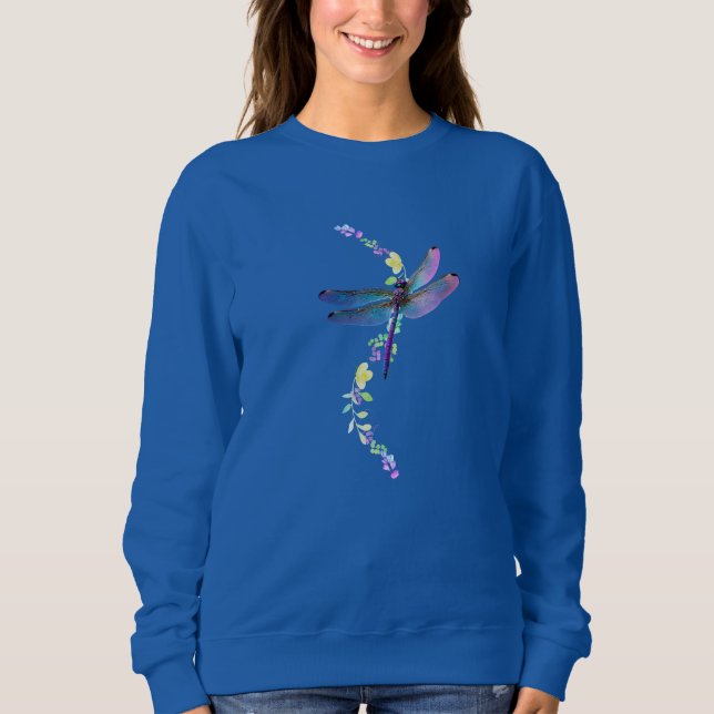 Moletom Sonhos Flutuantes: Dragonfly & Flowers (Frente)