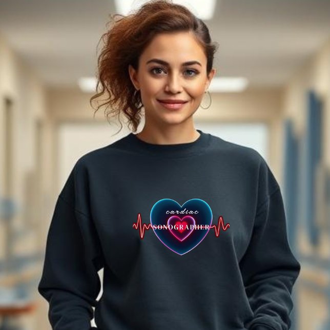 Moletom Sonografista Cardíaco | Batimento cardíaco | Coraç (Cardiac Sonographer | Heartbeat | Heart with EKG Sweatshirt)