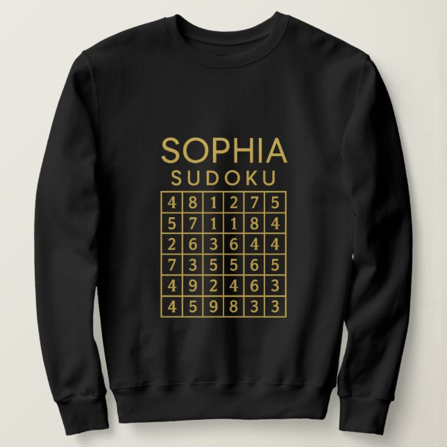 Moletom SOPHIA Sudoku Puzzle – Golden Grid Tee (Frente do Design)
