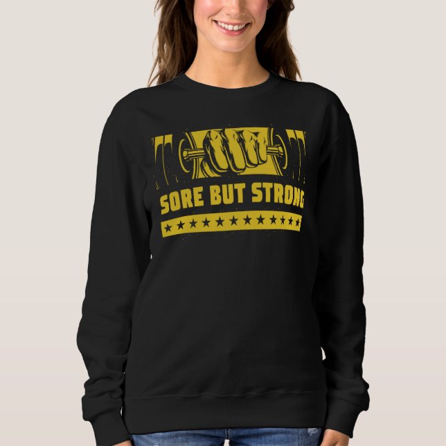 Moletom Sore but Strong Workout Humor Gym Fitness Sayings (Frente)