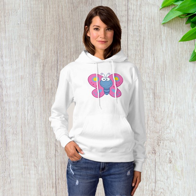 Moletom Sorrindo Borboleta Rosa Mulher-Rosa Hoodie (Criador carregado)