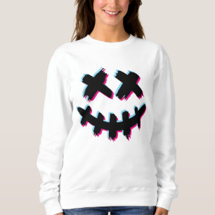 Moletom Sorriso de Rosto de Traço Assustador Falha Feliz D
