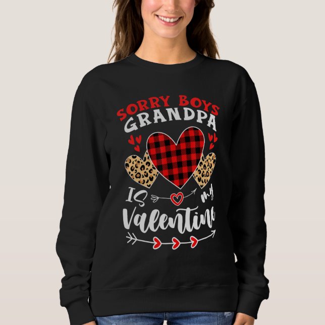 Moletom Sorry Boys Grandpa Is My Valentine Hearts Leopard  (Frente)