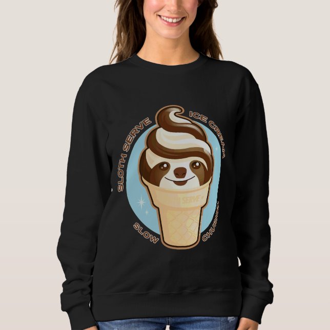 Moletom Sorvete Cone Sloth Pun Relaxado Ajustado (Frente)