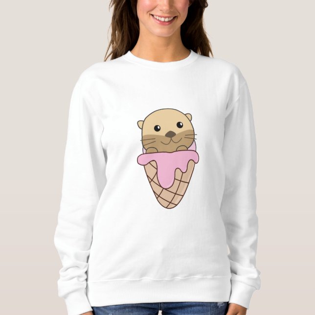 Moletom Sorvete Cor-de-rosa Ouro Waffle Animais Doce Peixe (Frente)
