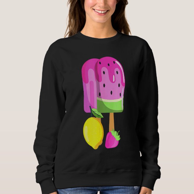 Moletom Sorvete Melancia Morango Limão-Ice Pop rosa (Frente)