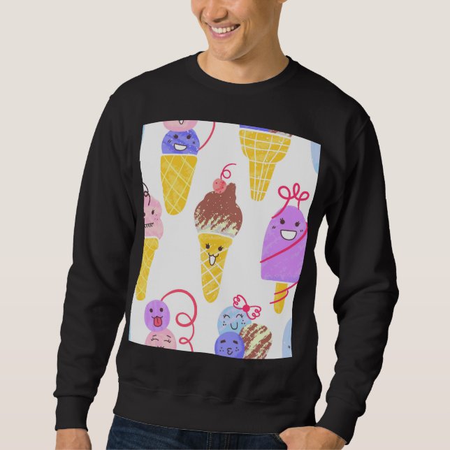 Moletom Sorvetes Kawaii, um padrão bonito e perfeito. (Frente)