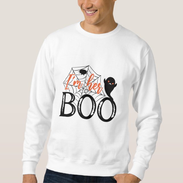 Moletom Sou o "Boo" dela, Legal Fantasma do Halloween (Frente)