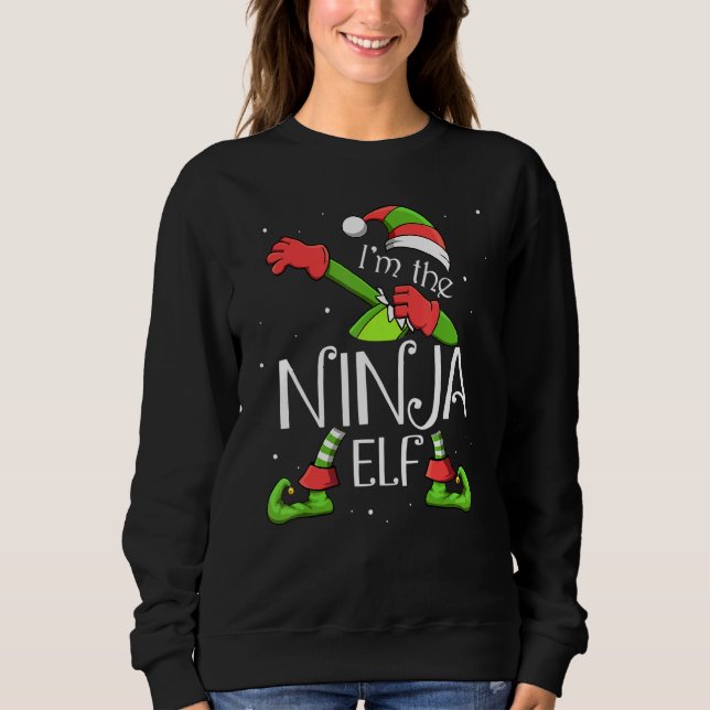 Moletom Sou o Elfo Ninja Dabbing Santa Claus Xmas para a F (Frente)