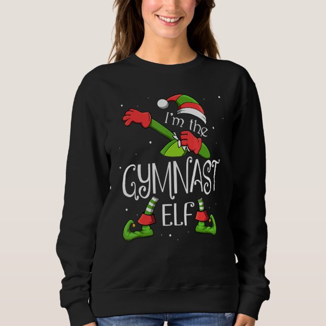 Moletom Sou o Gymnast Elf Dabbing Santa Claus Xmas para F (Frente)