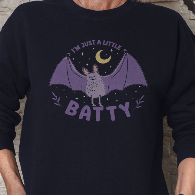 Moletom Sou só um Dia de as Bruxas engraçado de Batty Pun (I'm Just A Little Batty Funny Halloween Bat Pun Sweatshirt)