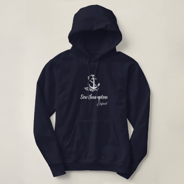 Moletom Southampton Inglaterra Maritime Blue and White Anc (Frente do Design)