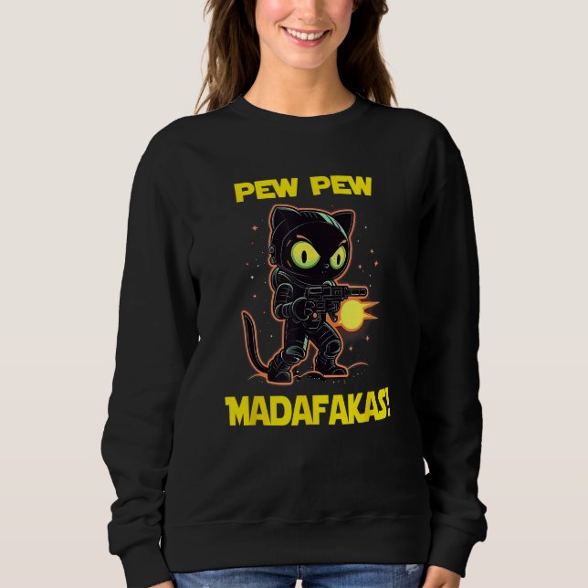 Moletom Space Astronaut Pew Madafakas Black Cat (Frente)