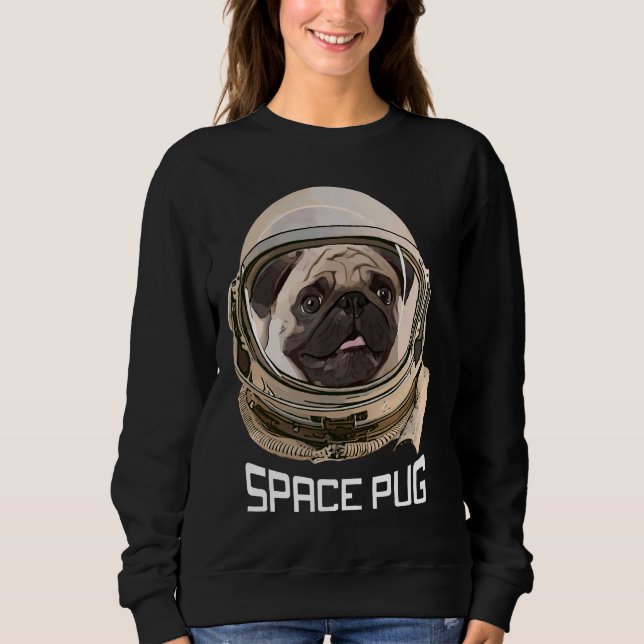 Moletom Space Pug, cara de cachorro, amantes de cachorros, (Frente)