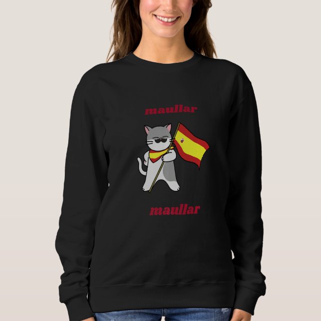 Moletom Spain Flag Maullar Maullar for Cat Lovers Premium (Frente)