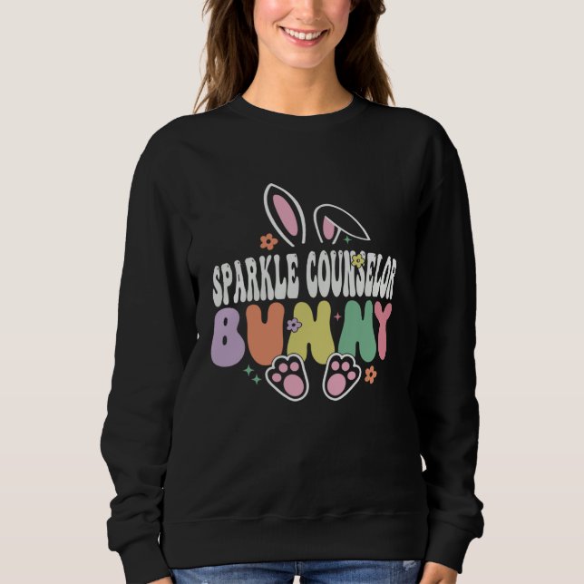 Moletom Sparkle Counselor Bunny Easter Day Groovy Family M (Frente)