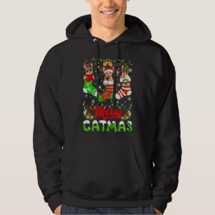 Moletom Sphynx Cat Christmas Santa Hat Scarf Holiday Cute