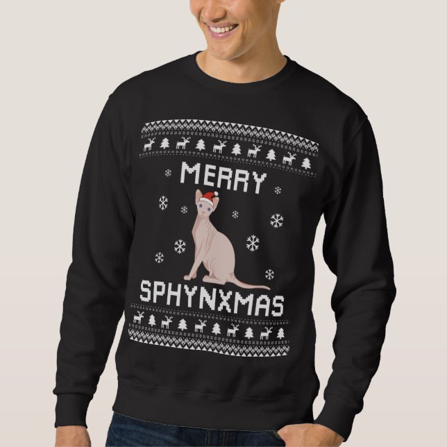 Moletom Sphynx Cat Lover Natal Feio Xmas Sweater Sphyt (Frente)