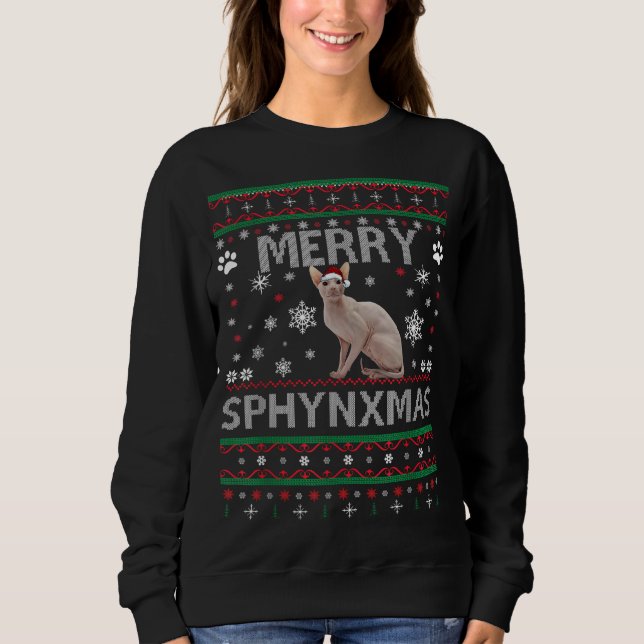 Moletom Sphynx Cat Lover Natal Feio Xmas Sweater Sphyt (Frente)