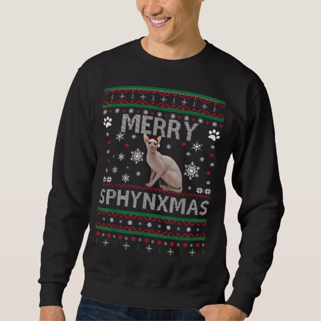 Moletom Sphynx Cat Lover Natal Feio Xmas Sweater Sphyt (Frente)