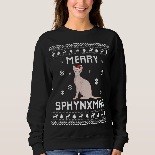 Moletom Sphynx Cat Lover Natal Feio Xmas Sweater Sphyt (Frente)